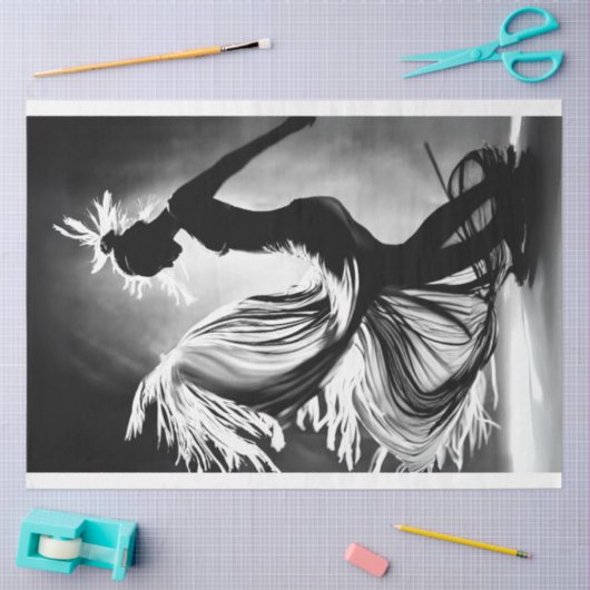 Schwarz-weißes Foto der Tanzdecoupage Seidenpapier (Basteln)