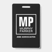 Schwarz-weißes Foto für das moderne Monogram Squar Ausweis (Rückseite)