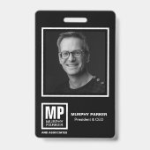 Schwarz-weißes Foto für das moderne Monogram Squar Ausweis (Vorderseite)