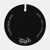 Schwarz-weißes Foto Geburtstag Ornament Aus Glas (Rückseite)