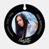 Schwarz-weißes Foto Geburtstag Ornament Aus Metall (Rückseite)