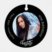 Schwarz-weißes Foto Geburtstag Ornament Aus Metall (Vorderseite)