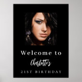 Schwarz-weißes Foto Geburtstagsfeier Poster (Vorne)