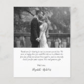 Schwarz-weißes Foto Hochzeit Danke Karte (Rückseite)