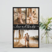 Schwarz-weißes Foto Hochzeit Danke Karte (Stehend Vorderseite)