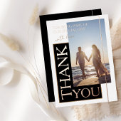 Schwarz-weißes Foto Hochzeit Danke Rose Folieneinladung