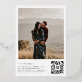 Schwarz-weißes Foto Hochzeit in einem QR-Code Folieneinladung (Rückseite)