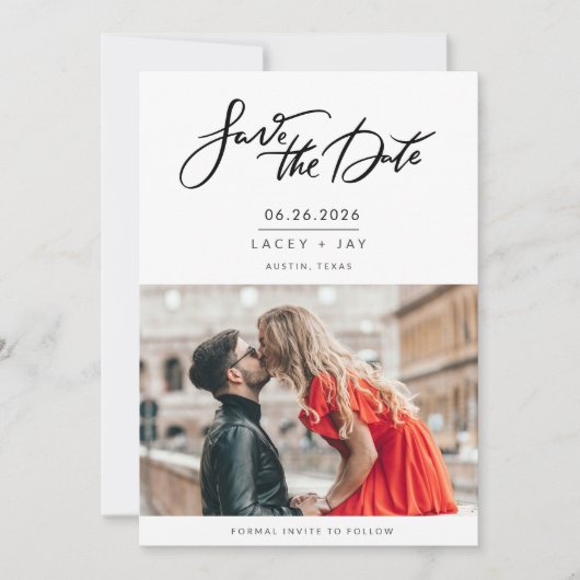 Schwarz-weißes Foto Hochzeit speichern Sie das Dat Save The Date (Vorderseite)