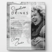 Schwarz-weißes Foto Hochzeitscouch Signature Drink Fotoplatte (Vorderseite)