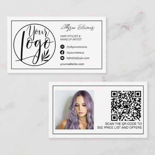 Schwarz-weißes Foto-Logo für die Grenze Visitenkarte (Vorne/Hinten)