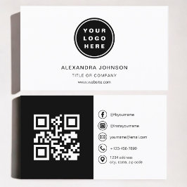 Schwarz-weißes Foto mit QR Code Social Media Visitenkarte