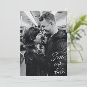Schwarz-weißes Foto Moderne Handschrift Hochzeit Save The Date