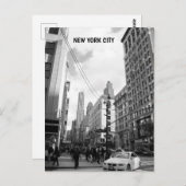Schwarz-weißes Foto New Yorker Gebäude Postkarte (Vorne/Hinten)