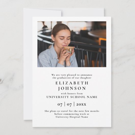 Schwarz-weißes Foto RN Nurse Abschluss Ankündigung (Rückseite)