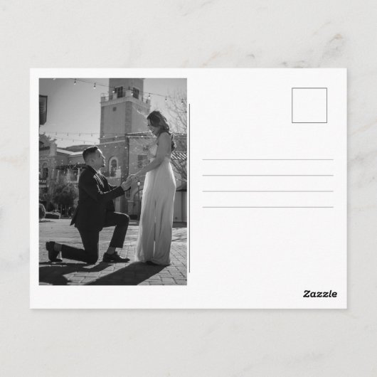 Schwarz-weißes Foto Save the Date Einladung zur Ho Postkarte (Rückseite)