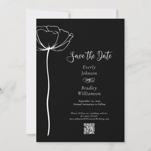 Schwarz-weißes Foto Save the Date Hochzeit Einladung (Rückseite)