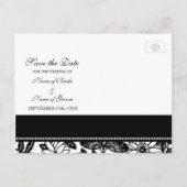 Schwarz-weißes Foto Save the Date Hochzeitkarten Ankündigungspostkarte (Rückseite)