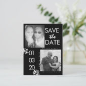 Schwarz-weißes Foto Save the Dates Butterfly Postc Postkarte (Stehend Vorderseite)