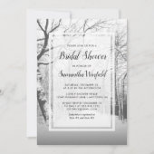 Schwarz-weißes Foto Schneeszene Rustikales Brautpa Einladung (Vorderseite)