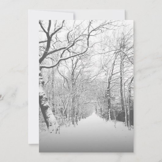 Schwarz-weißes Foto Schneeszene Rustikales Brautpa Einladung (Rückseite)