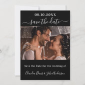 Schwarz-weißes Foto-Skript modern elegant Save The Date (Vorderseite)