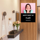 Schwarz-weißes Foto Sweet 16 Party willkommen Poster