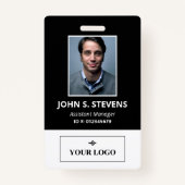 Schwarz-weißes Foto- und Logo-Mitarbeiter-ID-Abzei Ausweis (Vorderseite)