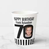 Schwarz-weißes Foto zum 70. Geburtstag Pappbecher (Rückseite)