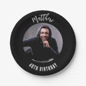 Schwarz-weißes Foto zum Geburtstag Pappteller (Vorderseite)