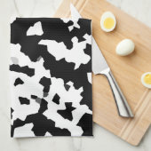 Schwarz-weißes Fraktal Unregelmäßiges Abstraktes M Geschirrtuch (Viertel Falte)