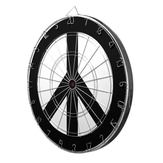 Schwarz-weißes Friedenszeichen Dartscheibe (Vorderseite rechts)