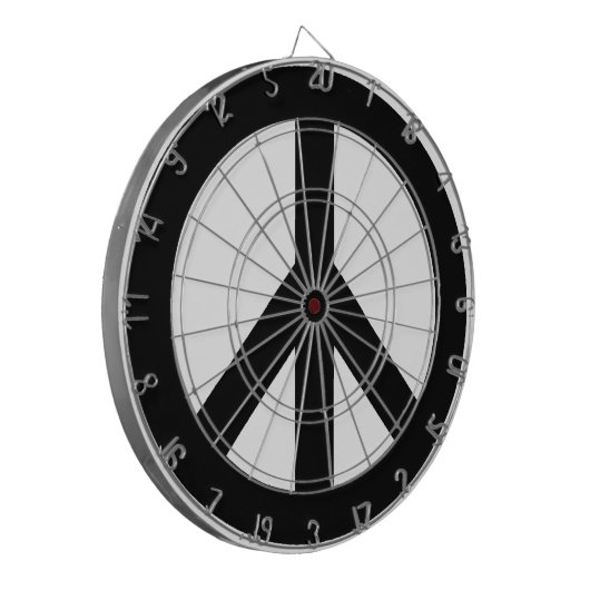 Schwarz-weißes Friedenszeichen Dartscheibe (Vorderseite Links)