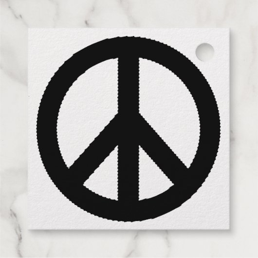 Schwarz-weißes Friedenszeichen Geschenkanhänger (Rückseite)