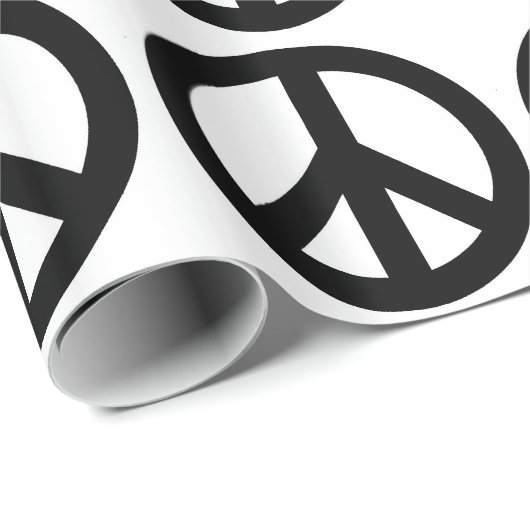 Schwarz-weißes Friedenszeichen Geschenkpapier (Rolleneckpunkt)