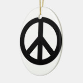 Schwarz-weißes Friedenszeichen Keramikornament (Links)