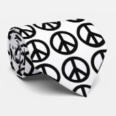 Schwarz-weißes Friedenszeichen Krawatte (Gerollt)
