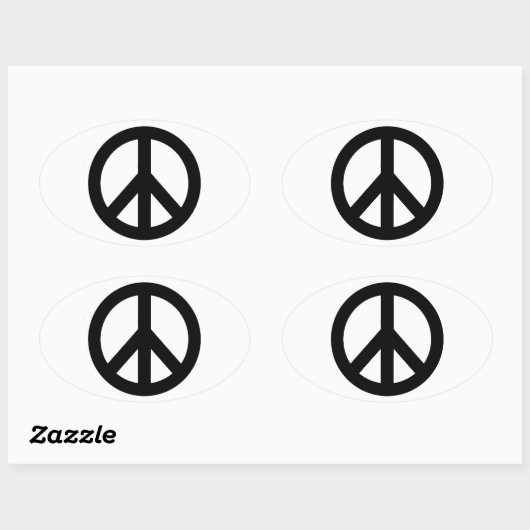 Schwarz-weißes Friedenszeichen Ovaler Aufkleber (Blatt)
