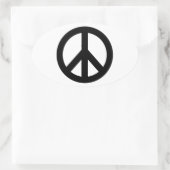 Schwarz-weißes Friedenszeichen Ovaler Aufkleber (Tasche)
