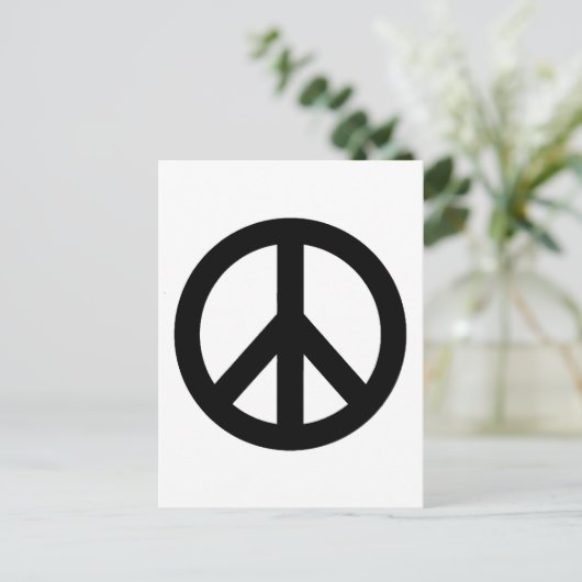 Schwarz-weißes Friedenszeichen Postkarte (Stehend Vorderseite)