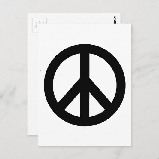 Schwarz-weißes Friedenszeichen Postkarte (Vorne/Hinten)