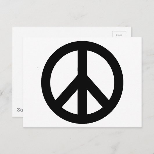 Schwarz-weißes Friedenszeichen Postkarte (Vorne/Hinten)