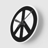 Schwarz-weißes Friedenszeichen Runde Wanduhr (Winkel)
