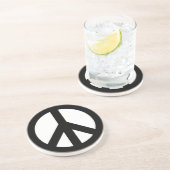 Schwarz-weißes Friedenszeichen-Symbol Untersetzer (Seite)
