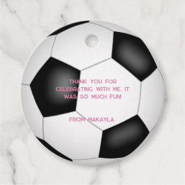 Schwarz-weißes Fußballball Kindergeburtstag Party Geschenkanhänger