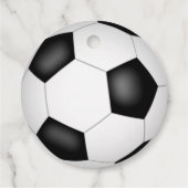 Schwarz-weißes Fußballball Kindergeburtstag Party Geschenkanhänger (Rückseite)