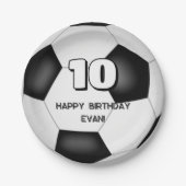 Schwarz-weißes Fußballball Kindergeburtstag Party Pappteller (Vorderseite)