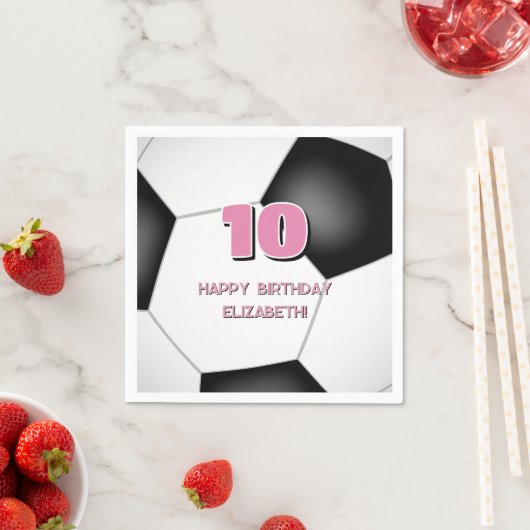 Schwarz-weißes Fußballball Kindergeburtstag Party Serviette (Beispiel)