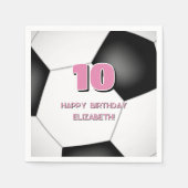 Schwarz-weißes Fußballball Kindergeburtstag Party Serviette (Vorderseite)