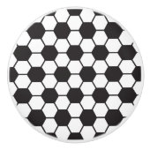 Schwarz-weißes Fußballsportmuster Keramikknauf (Vorderseite)