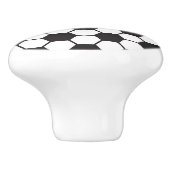 Schwarz-weißes Fußballsportmuster Keramikknauf (Seitenansicht)